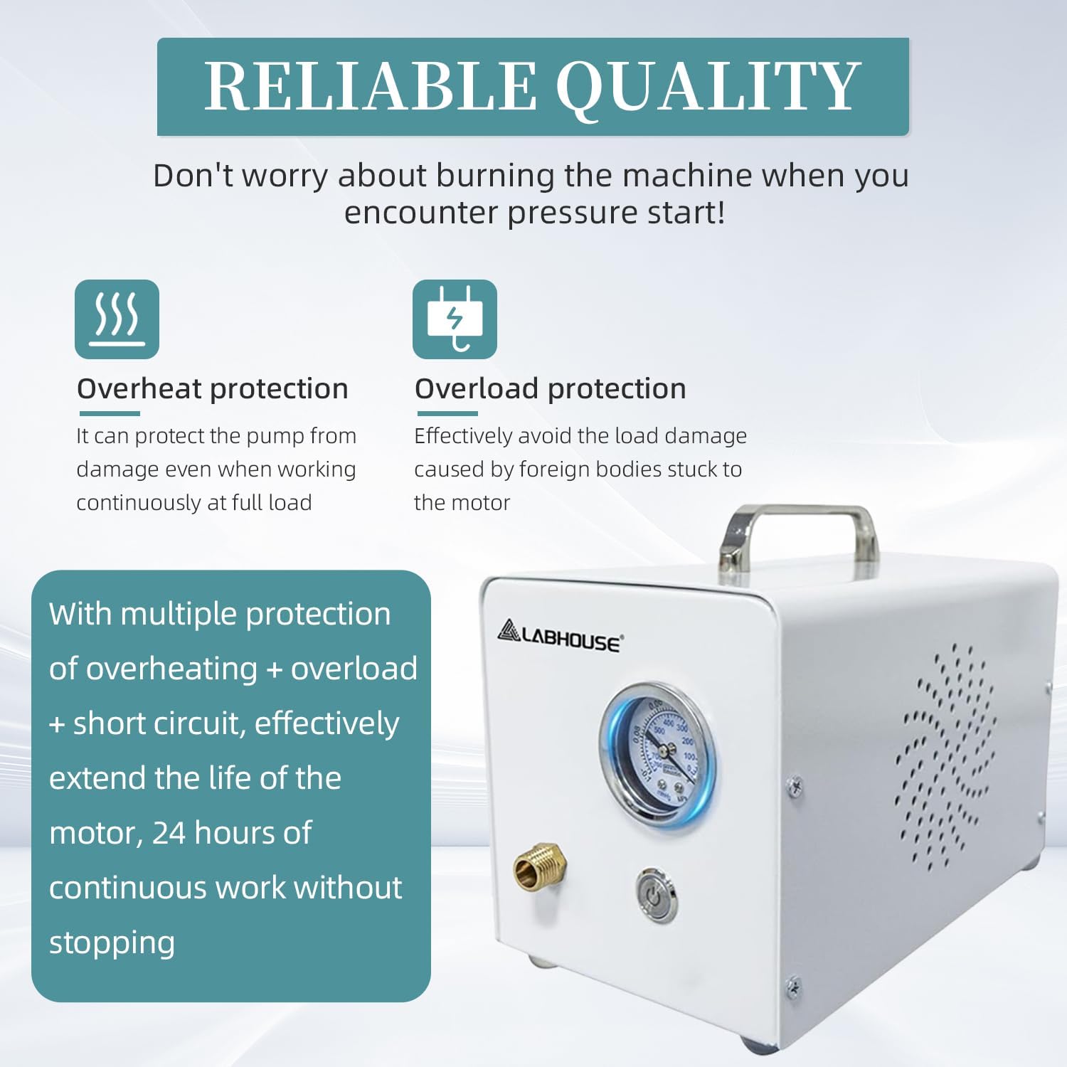 Diaphragm Lab Vacuum Pump VP-10E Oil-Free 10L/min Negative Pressure for Vacuum Filtration Includes Water Separator & Rubber Tube