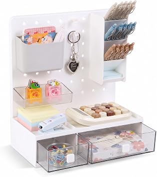 Comix Desk Organizer with Drawers, for Office Dorm Home, White