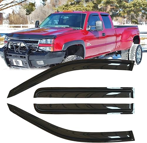 4 unidades de deflectores de viento estilo canal oscuro humo oscuro sollluvia, deflectores de viento  94040 Compatible con 2007-2013 SilveradoSierra