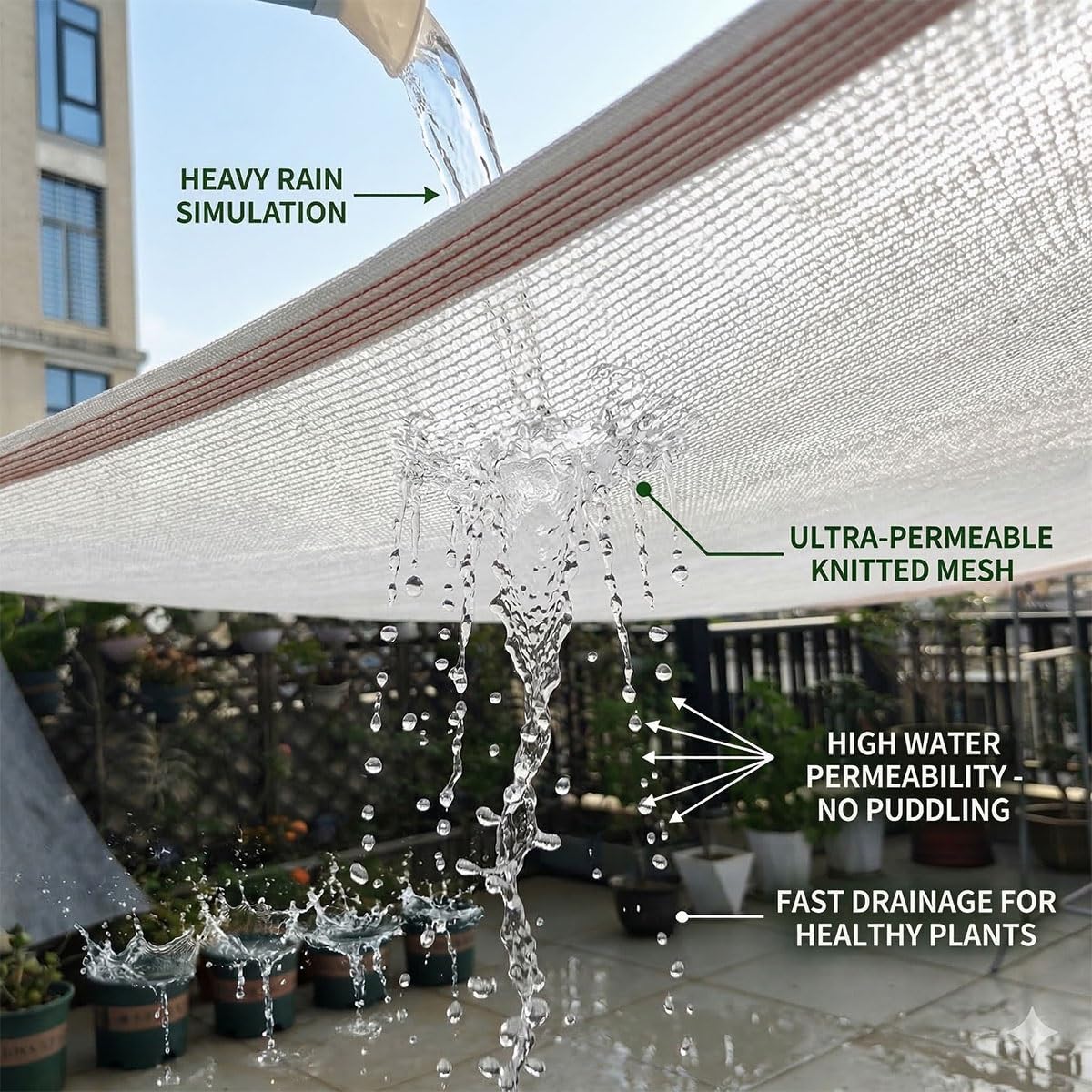 BeOutdoor Protect Filet de protection solaire 50 % en maille avec œillets pour serre et jardin Blanc
