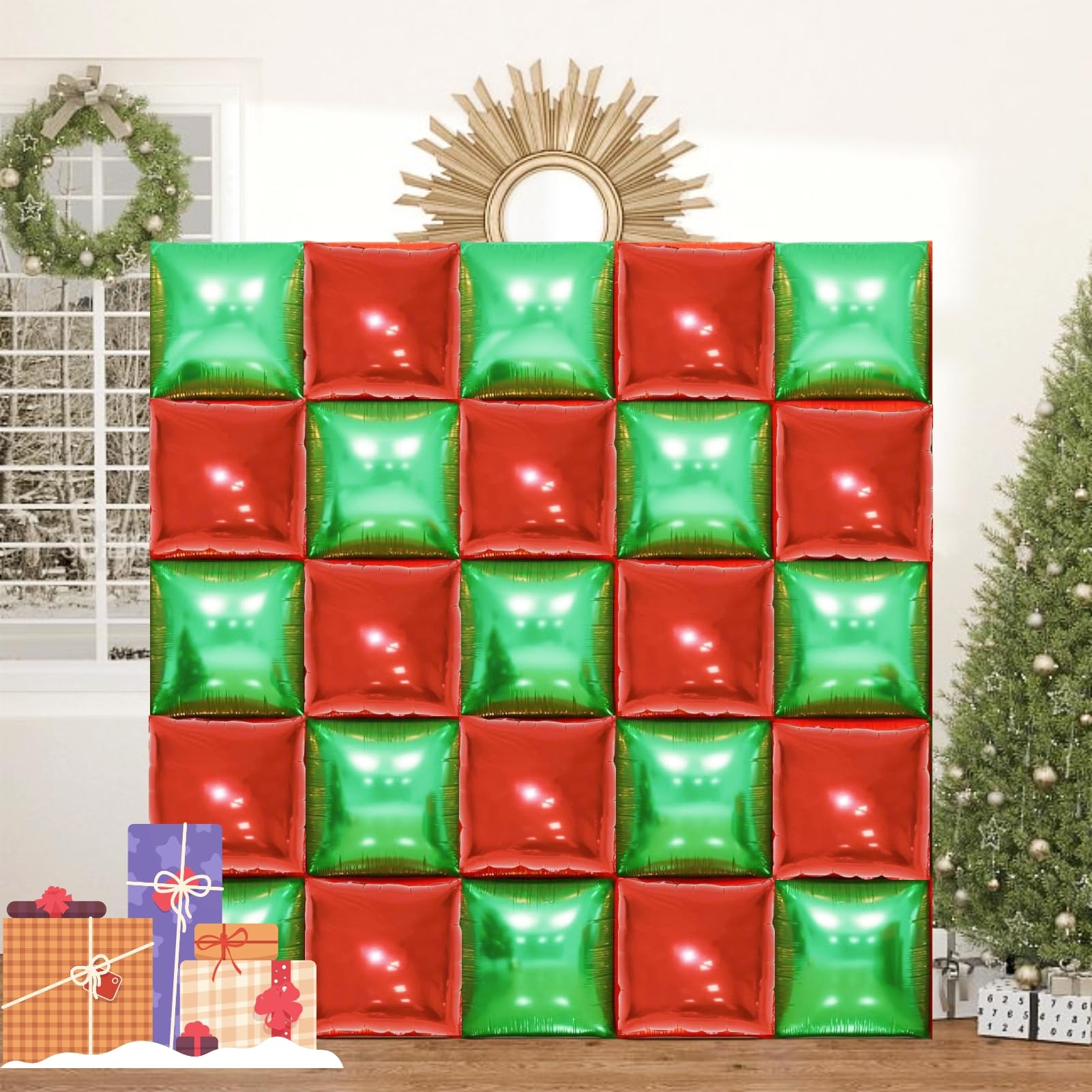 Amazon.com: Orgnafey Christmas Eve Backdrop Green and Red Square