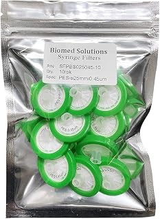 Biomed Scientific Syringe Filters PES (Polyethersulfone) 25mm Diameter 0.45 um Pore Size Non Sterile Pack of 10
