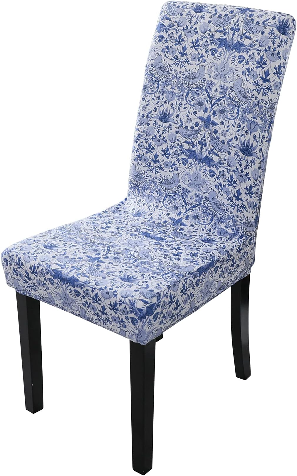 ObalWilliam Morris Chair Covers Set of 2 Stretch Dining Chair Covers High Back Spandex Dining Chair Slipcovers Protectors Seat Covers Dinner Living Room Washable Removable (Strawberry Thief Blue)