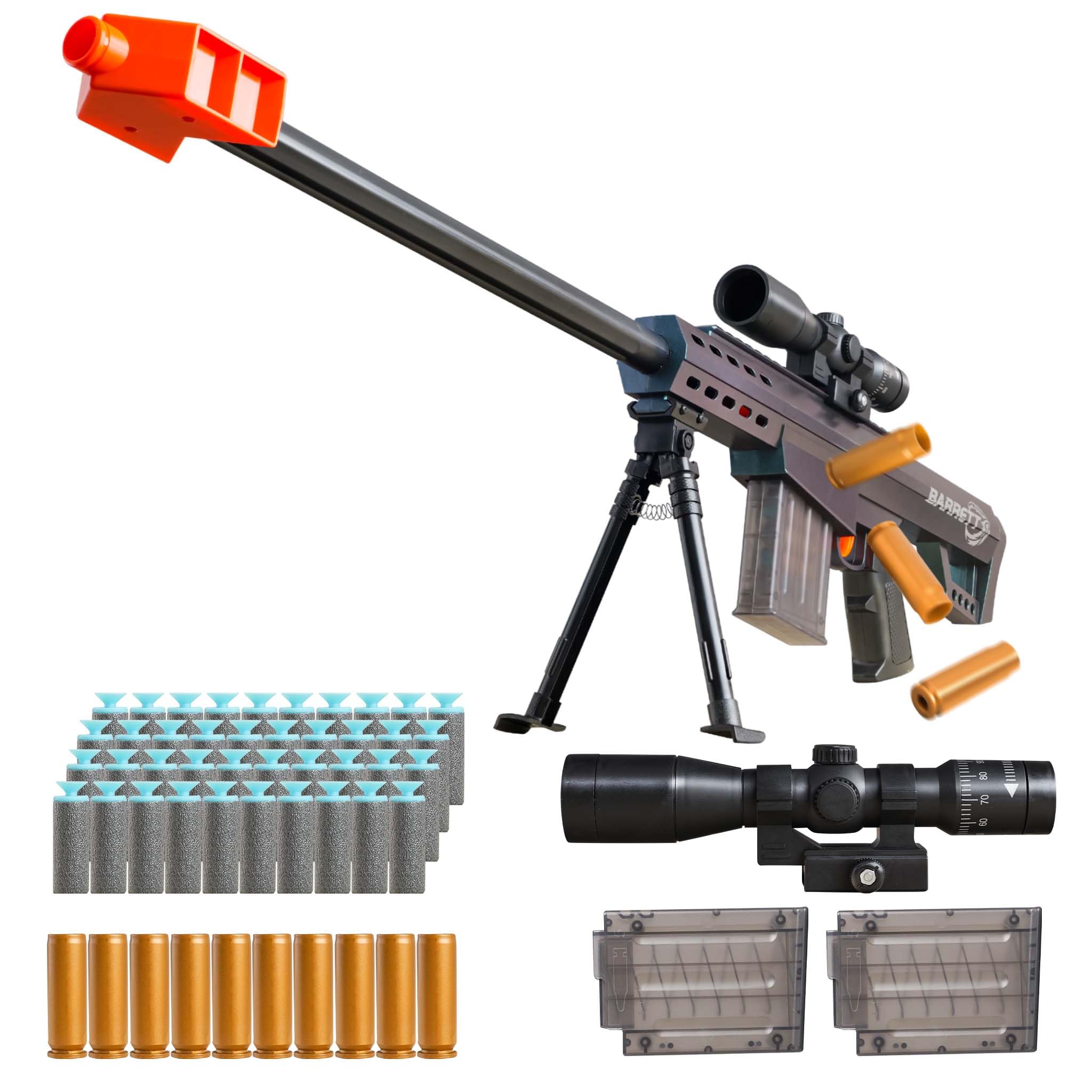 Sniper Rifle Barrett Soft Bullet Toy Gun,Shell Ejecting Foam Shotgun (with 60 Bullet and 30 Shells),Gifts Suitable for Boys' Birthdays, Holidays and Christmas