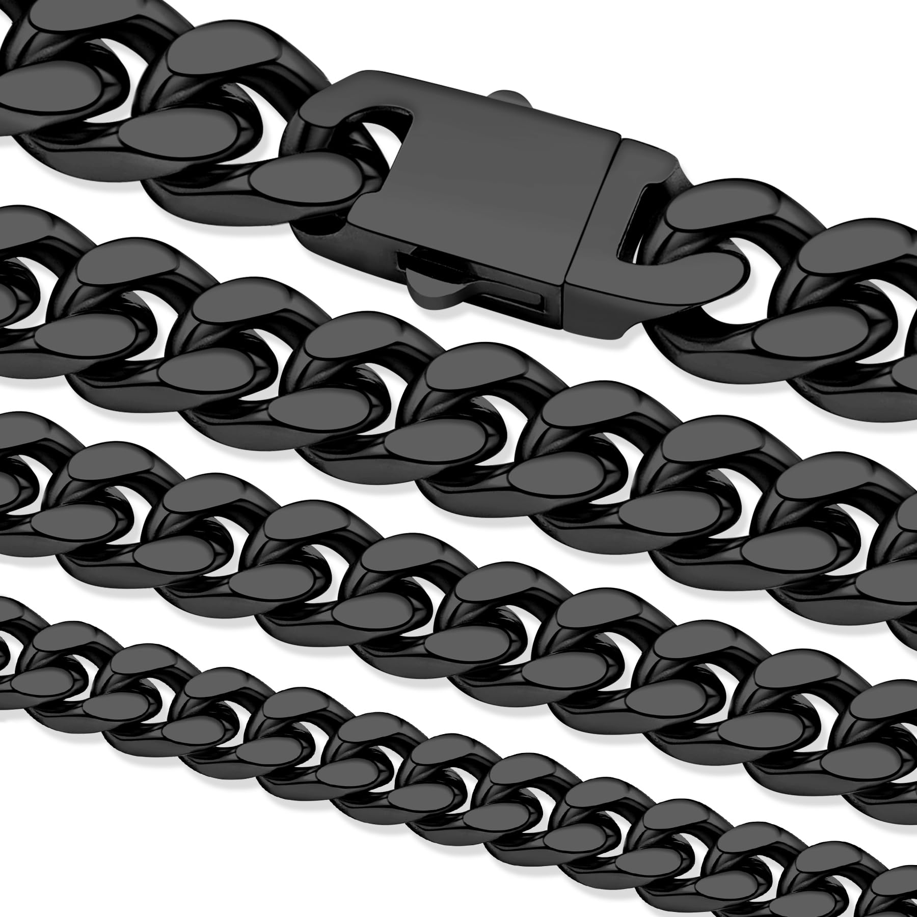 Oaldilee Stainless Steel Cuban Link Chain Necklace for Men, Real Gold/Black Plated Curb Chains, 5/7/9/11mm width,18"-30" Length Hip Hop Jewelry Gift,