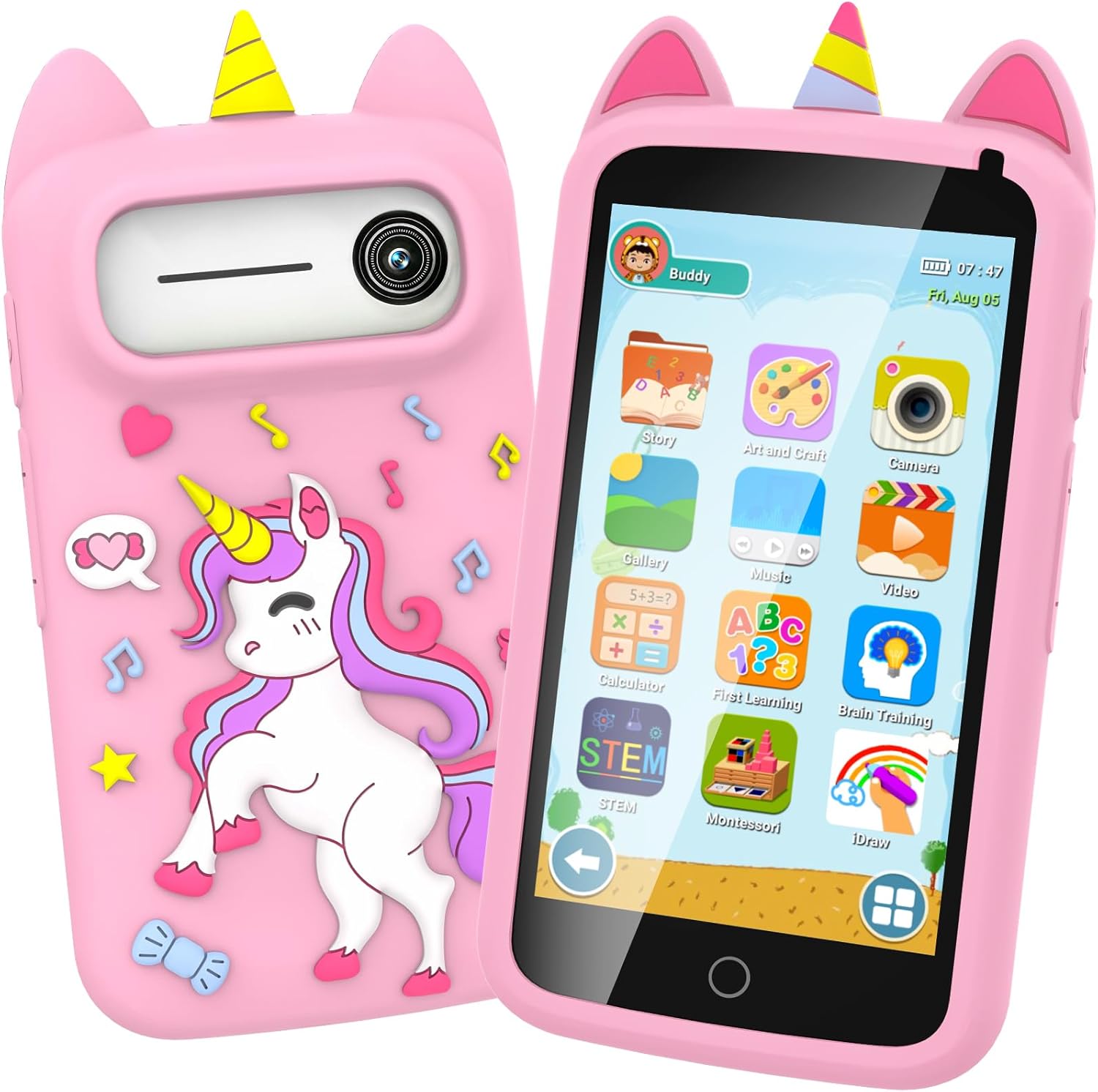 Kids Smart Phone for Girls, 4.0" Touchscreen Phones for Kids with Camera Video Music Learning Drawing and 200 Games, Birthday Gifts for Toddler Girls Toys Age 3 4 5 6 7 8 Year Old (Pink)