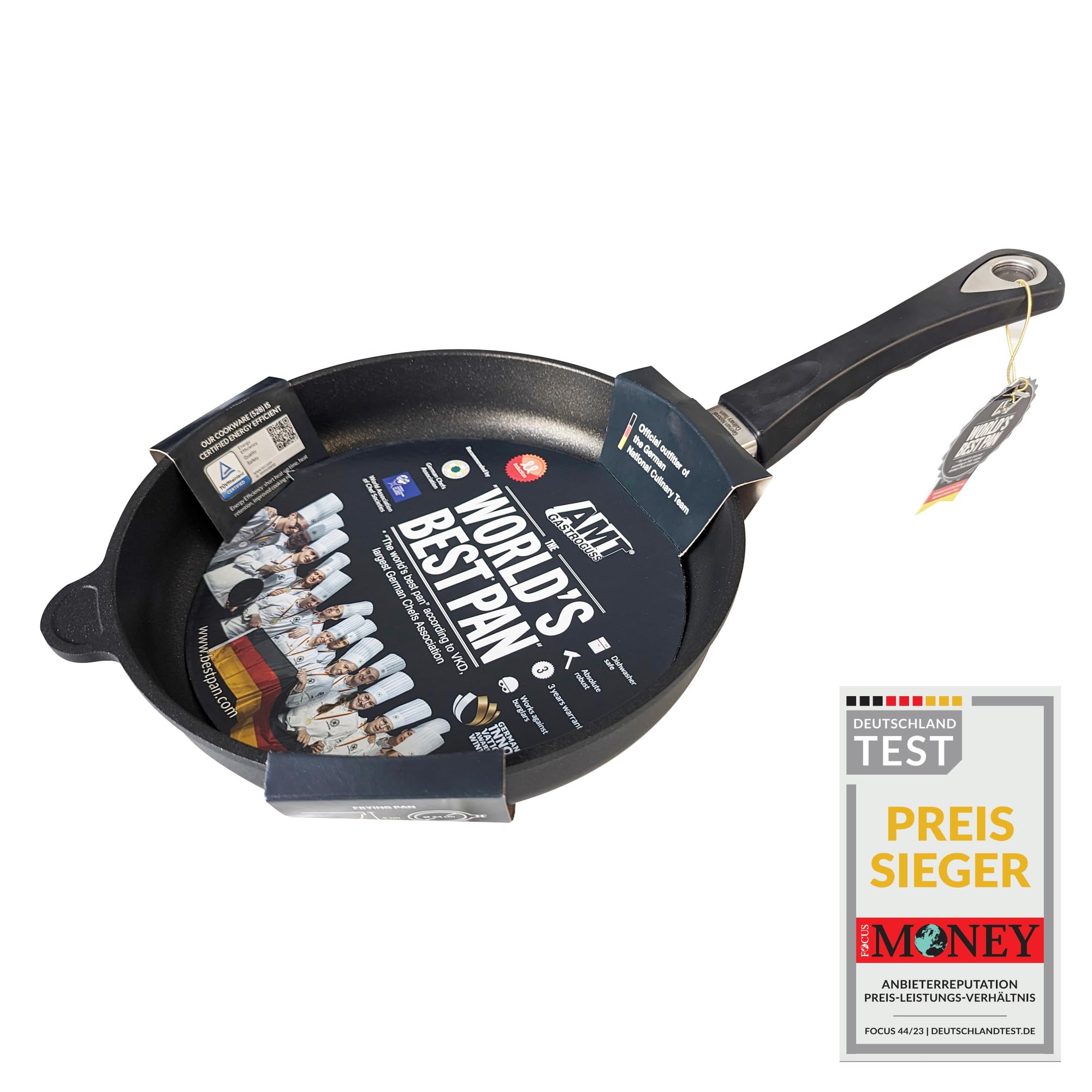 AMT Gastroguss The World´S [.] Frying pan Induction, Diameter 24 cm, Height 5 cm, cast Aluminium (Aluminium), Lotan® Non-Stick Coating for Fat-Free-Frying, AMZN-I-524-E