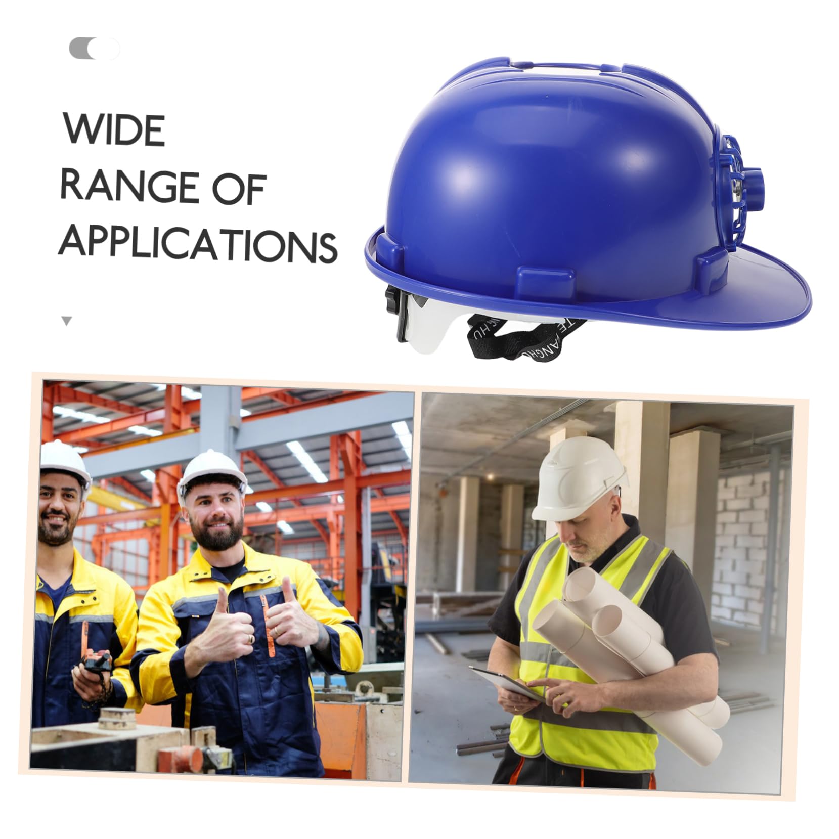 UKCOCO casco elmetto da ventaglio fan del cappello duro Cappello con protezione solare antiscottatura da costruzione da uomo elmetto protettivo plastica Blue