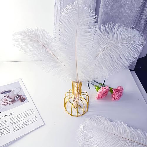 Miniatura 4 de Piokio 40 plumas de avestruz blanco natural de 10-12 pulgadas a granel para centros de mesa de fiesta de boda, Pascua, decoraciones de Gatsby