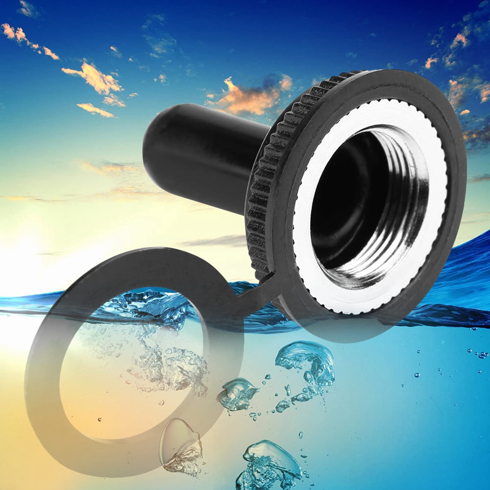 20Pcs 12mm Rocker Toggle Switch Water Cap Boot Cover, Black, Insulated Water Rubber Cap for 12mm Toggle Switch Handle, Easy to Mount