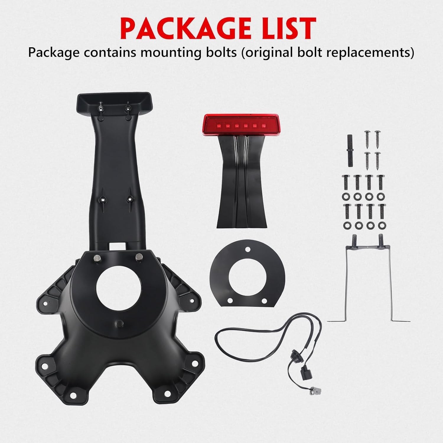 Spare Tire Holder Mounting Bracket Tire Carrier for Jeep Wrangler JK 07-18 with 3rd Third Brake Light Accessories 55397217AJ 68048581AA Aluminum Alloy Carrier Bracket(Red Lens)
