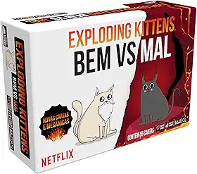 Asmodee, Exploding Kittens: Bem vs Mal, Jogo de Cartas, Para Amigos, Idade +8, 2 a 5 jogadores, Partidas de até 15 minutos