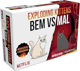 Asmodee, Exploding Kittens: Bem vs Mal, Jogo de Cartas, Para Amigos, Idade +8, 2 a 5 jogadores, Partidas de até 15 minutos