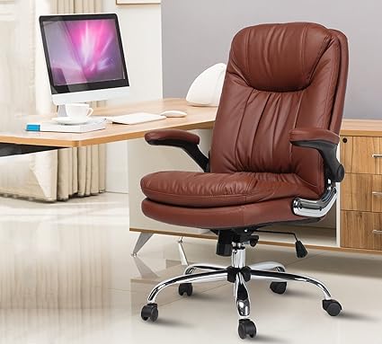 Lakdi The Furniture Co High Back Leatherette Office Chair | Director Chair with Adjustable Armrest | Revolving Chair | Executive Chair - 111011210_Darkbrown