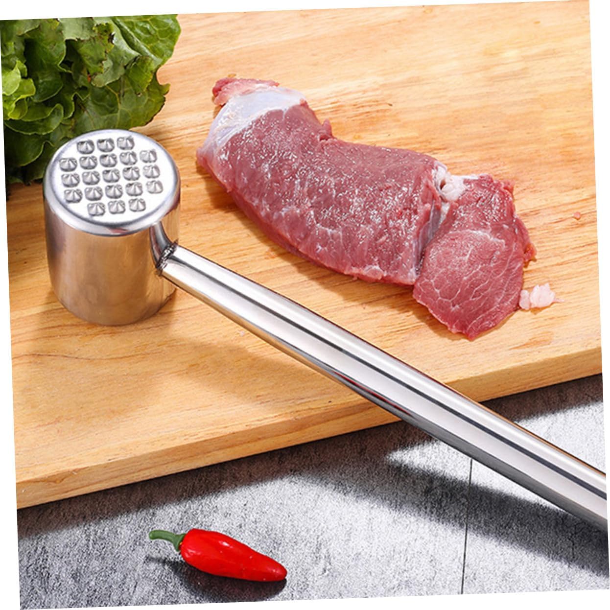 2Pcs Stainless Steel Meat Hammer Meat Tenderizer Tool for Pork to Clean Kitchen Gadget with Comfortable Handle for Home Cooking