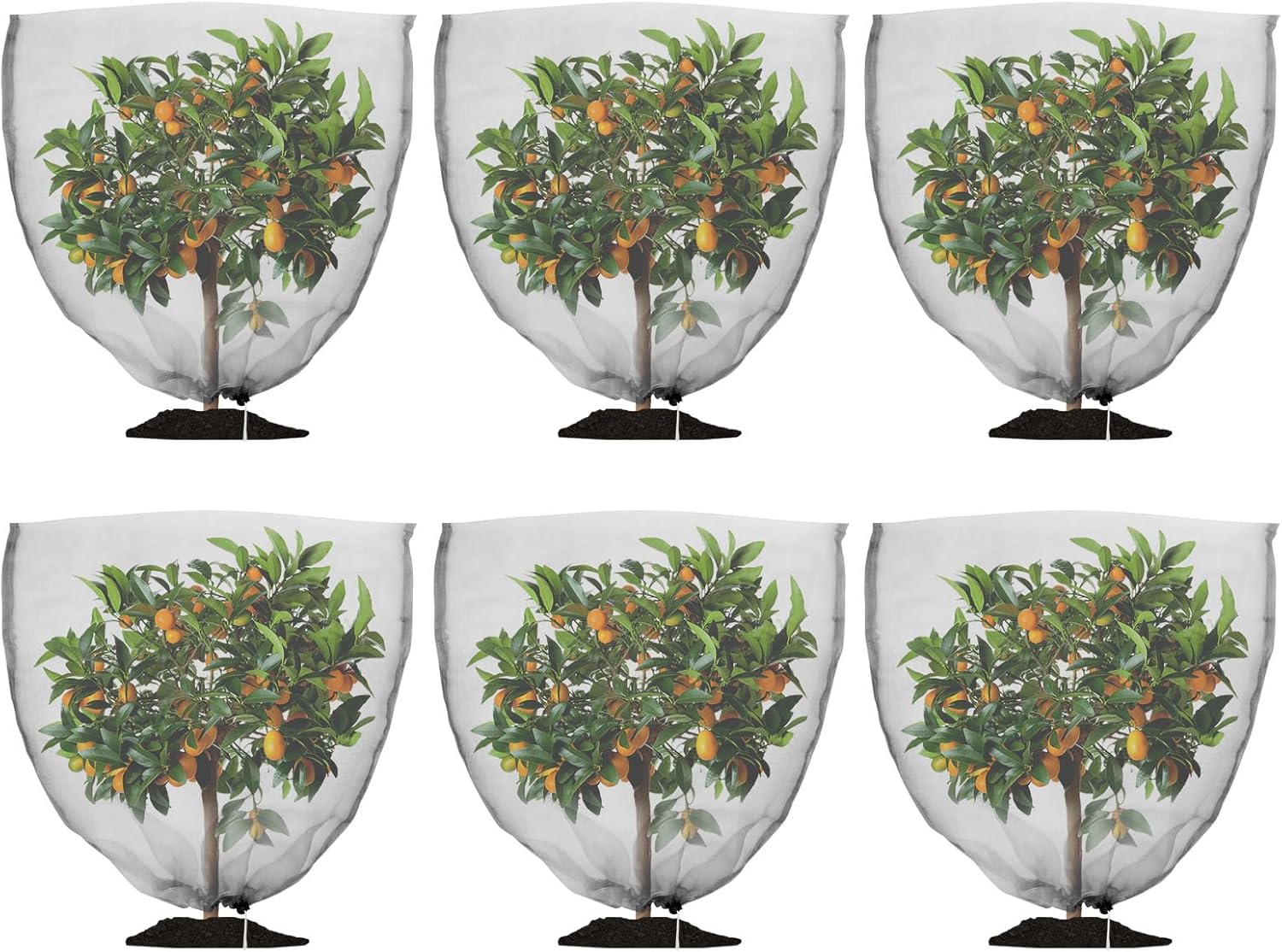 6-Pack Garden Plant Netting, 3.3 x 3.3 Feet Fruit Trees Bird Netting W Drawstring for Protect Plant Flower from Bird Eating Blueberry Bush Netting Cover [Black]