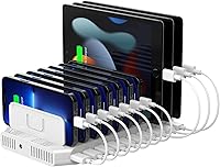 Unitek 10-Port USB Charging Station with SmartIC Tech & Adjustable Dividers - Fast Charge iPhone, iPad, Tablets, Kindle