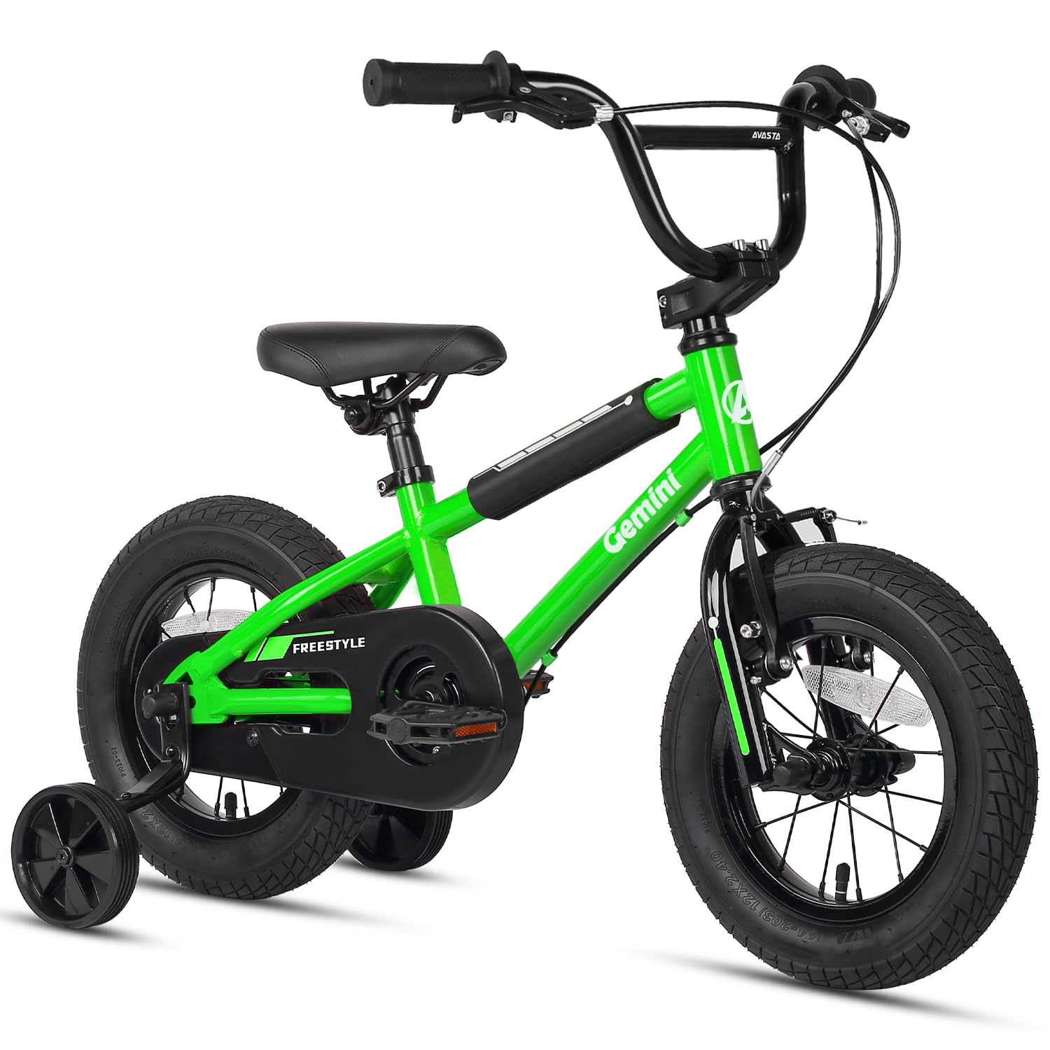 AVASTA 12 Inch Kids Bike for 1 2 3 4 Years Old Boys Girls Beiginner Toddlers Riders BMX Style Bicycle with Bell and Stabilisers, Green