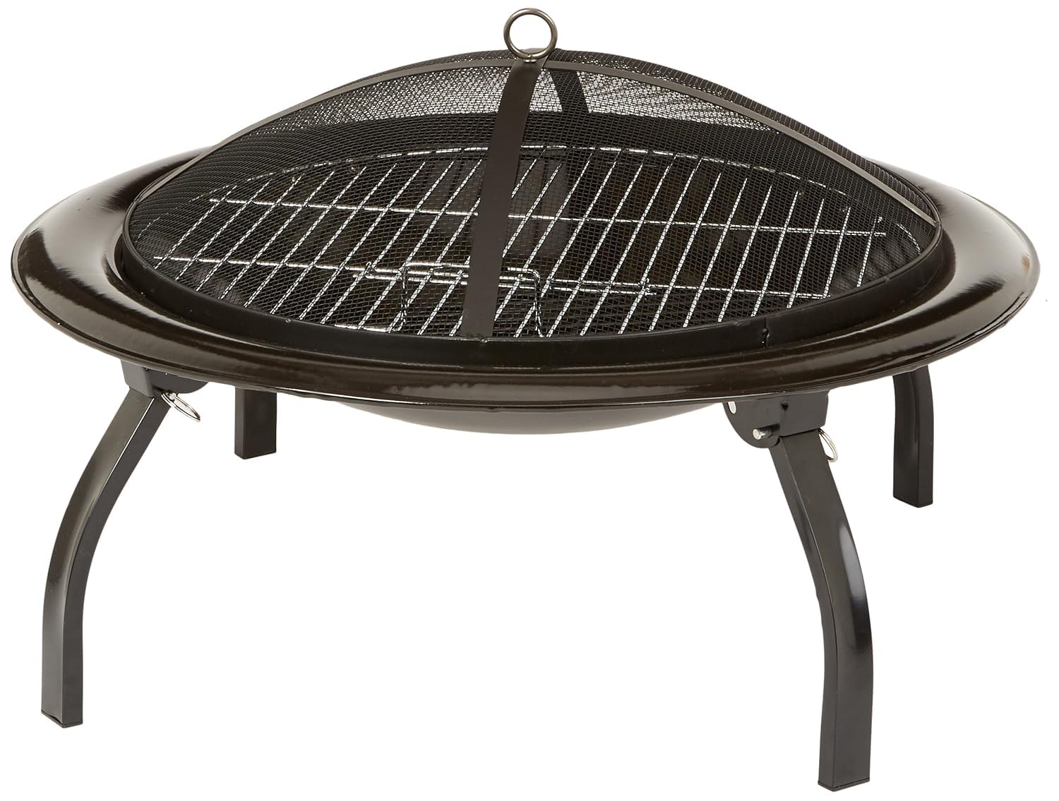 Fire Pit, BBQ Grill Portable, Food Safe, Folding 26-Inch Outdoor Metal Wood Log Grill Burner Camping Garden Patio Heater