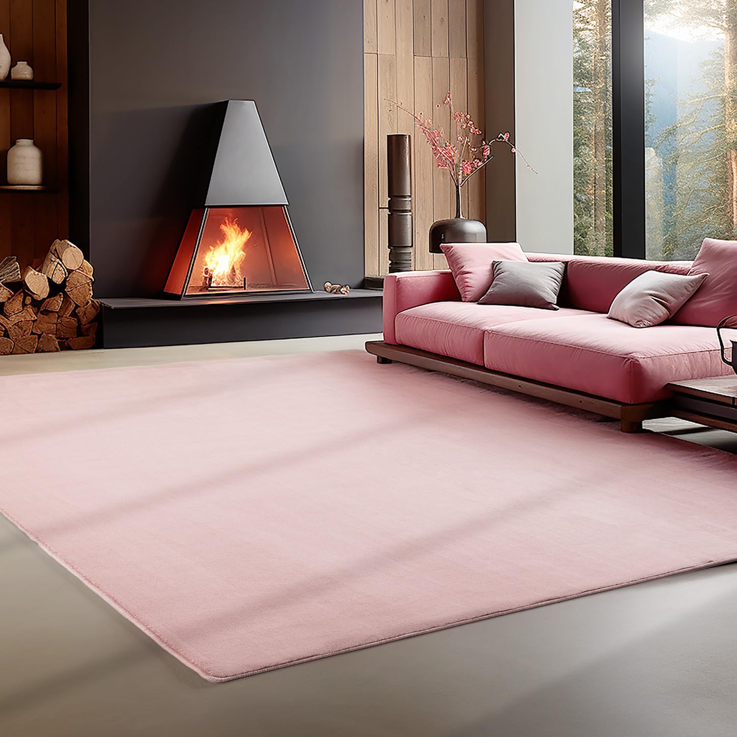 Carpettex Alfombra Salon de Pelo Corto 200x300 (200 x 290 cm) Rosa - Alfombras de Habitacion Diseño Monocolor Sala de Extrasuave - Alfombra Cocina y Dormitorio Moderna, Tapete Sala