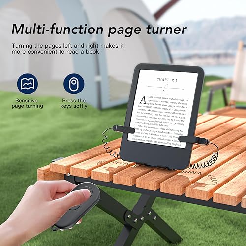 Vista 5 de Girador de páginas con control remoto y soporte para lectores electrónicos Kindle Paperwhite Oasis, girador de páginas de clic hacia adelante y Negro