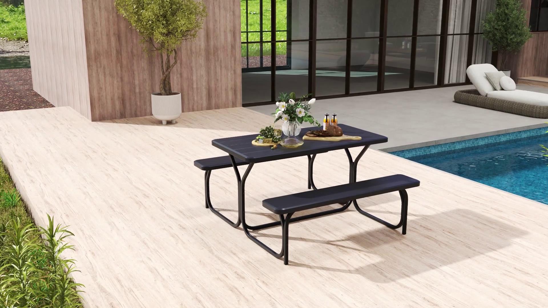 Amazon.com : Moccha Picnic Table Bench Set - Portable Plastic