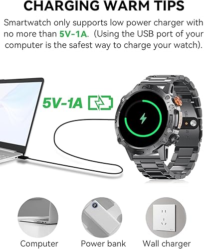 Miniatura 6 de PODOEIL Relojes inteligentes militares para hombres con pantalla siempre encendida, 1.43 pulgadas, AMOLED HD, relojes de fitness con más de 100