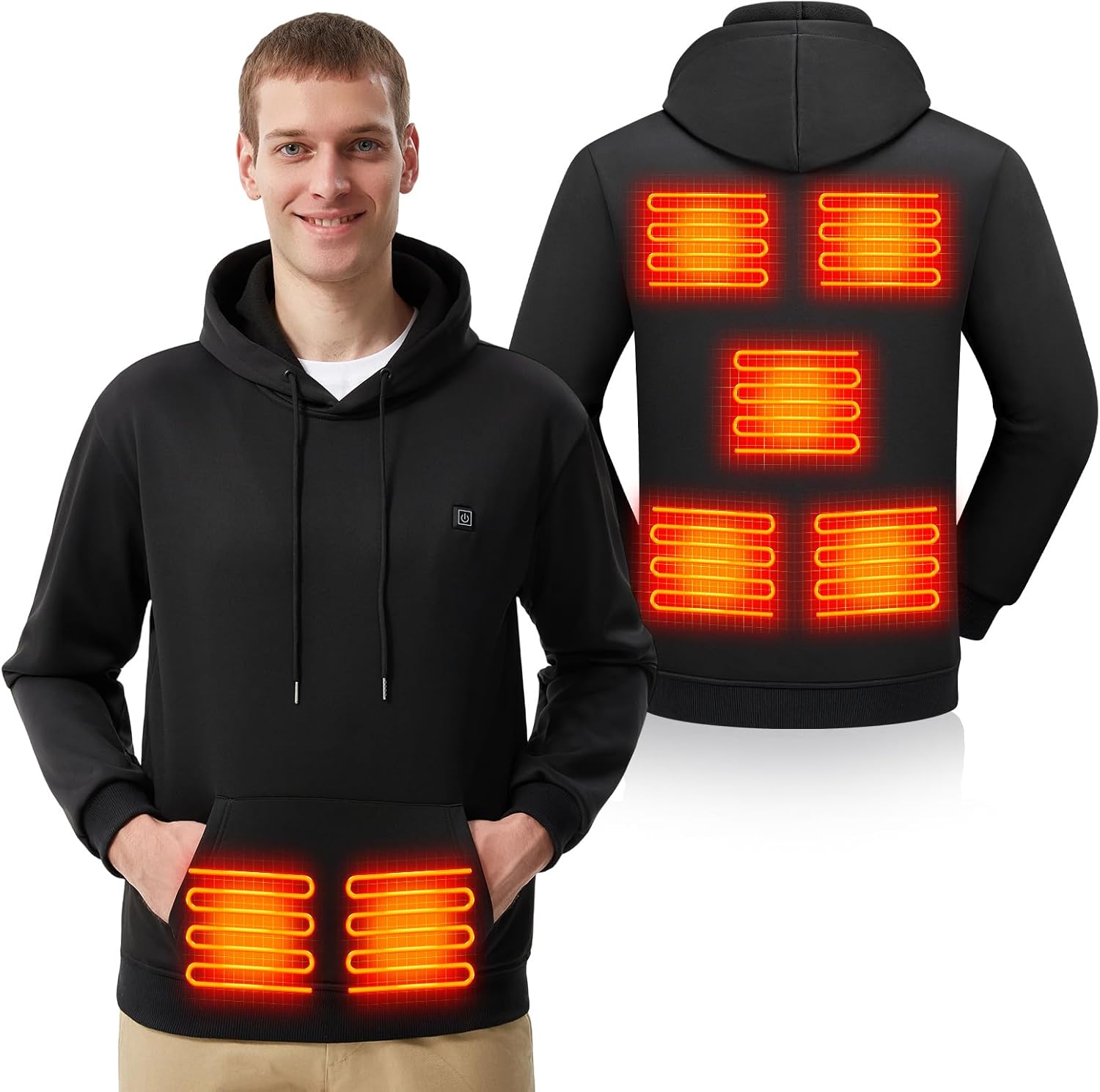 Heated Hoodie for Men, Electric Heating Sweatshirt with Fleece Lining, Winter Thermal Pullover Sweater