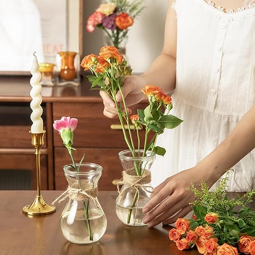 Miniatura 6 de Jarrones de cristal para centros de mesa, juego de 12 jarrones decorativos transparentes para flores de 5.5 pulgadas, recipientes de propagación de