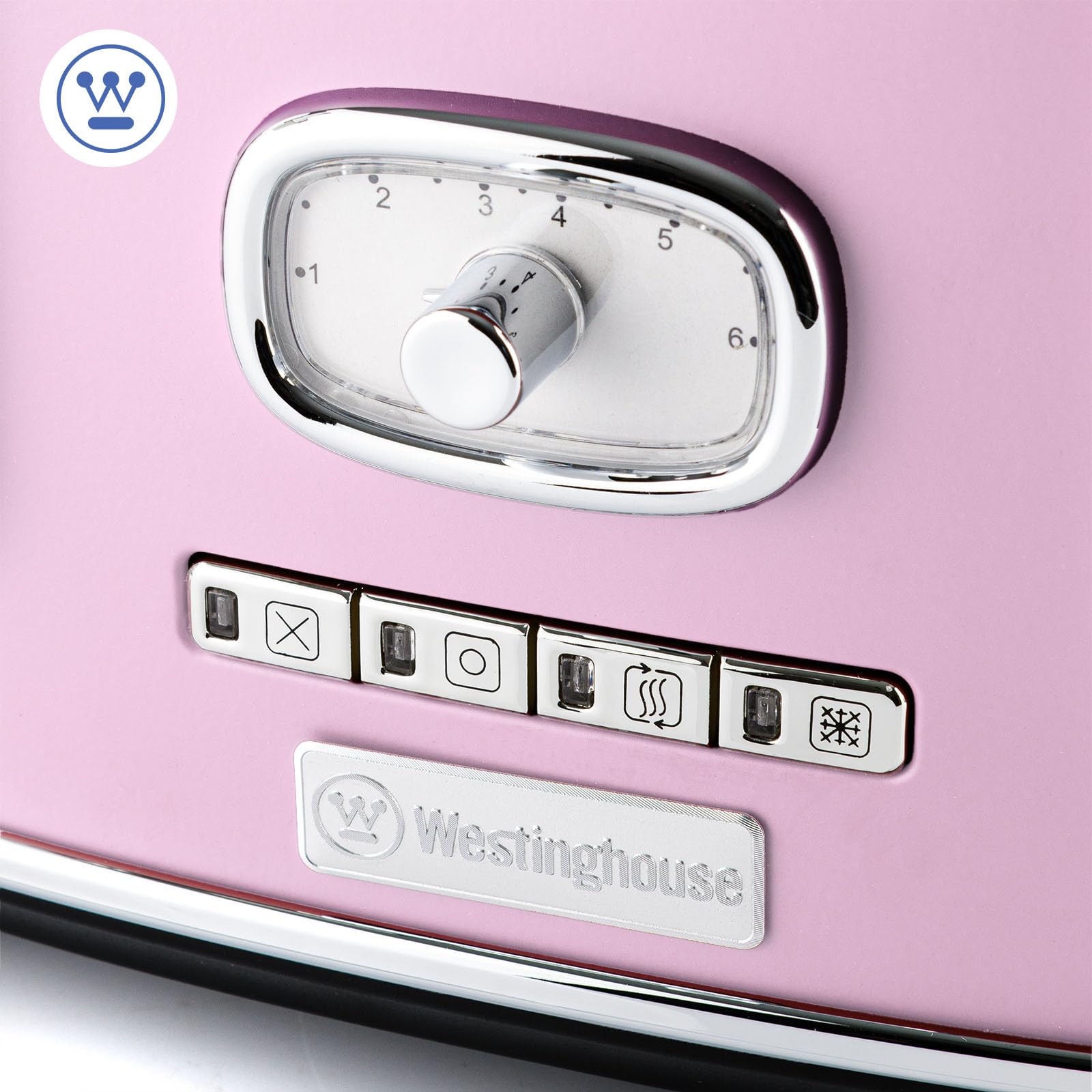 Westinghouse Retro toster, 4 kromki, bardzo szerokie szczeliny, ruszt do podgrzewania, 1750 W, różowy