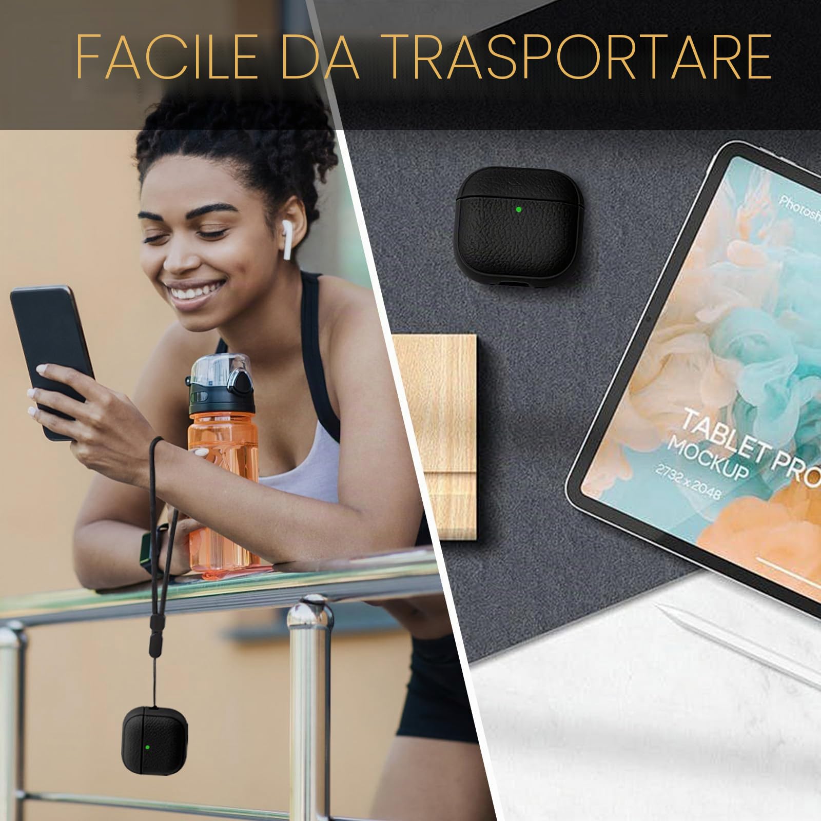 Teyomi Cover compatibile con Airpods 4, TPU Airpods 4 Cover con Cordino, Custodia Protettiva Progettazione della trama per AirPods 4 Generazione Case, Supporto ricarica wireless [Nero]