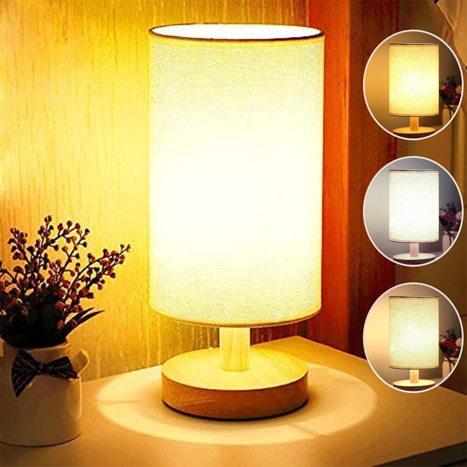 Bedside Lamps, Table Lamp for Bedroom, Small Bedroom Lamps for Nightstand, 3Color Temperatures