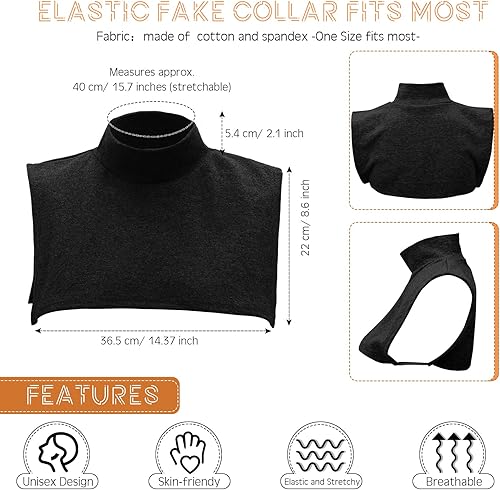 Miniatura 2 de Tarpop 8 piezas de cuello alto falso de cuello alto falso desmontable falso mitad superior falso cuello de blusa cuello para mujeres, hombres