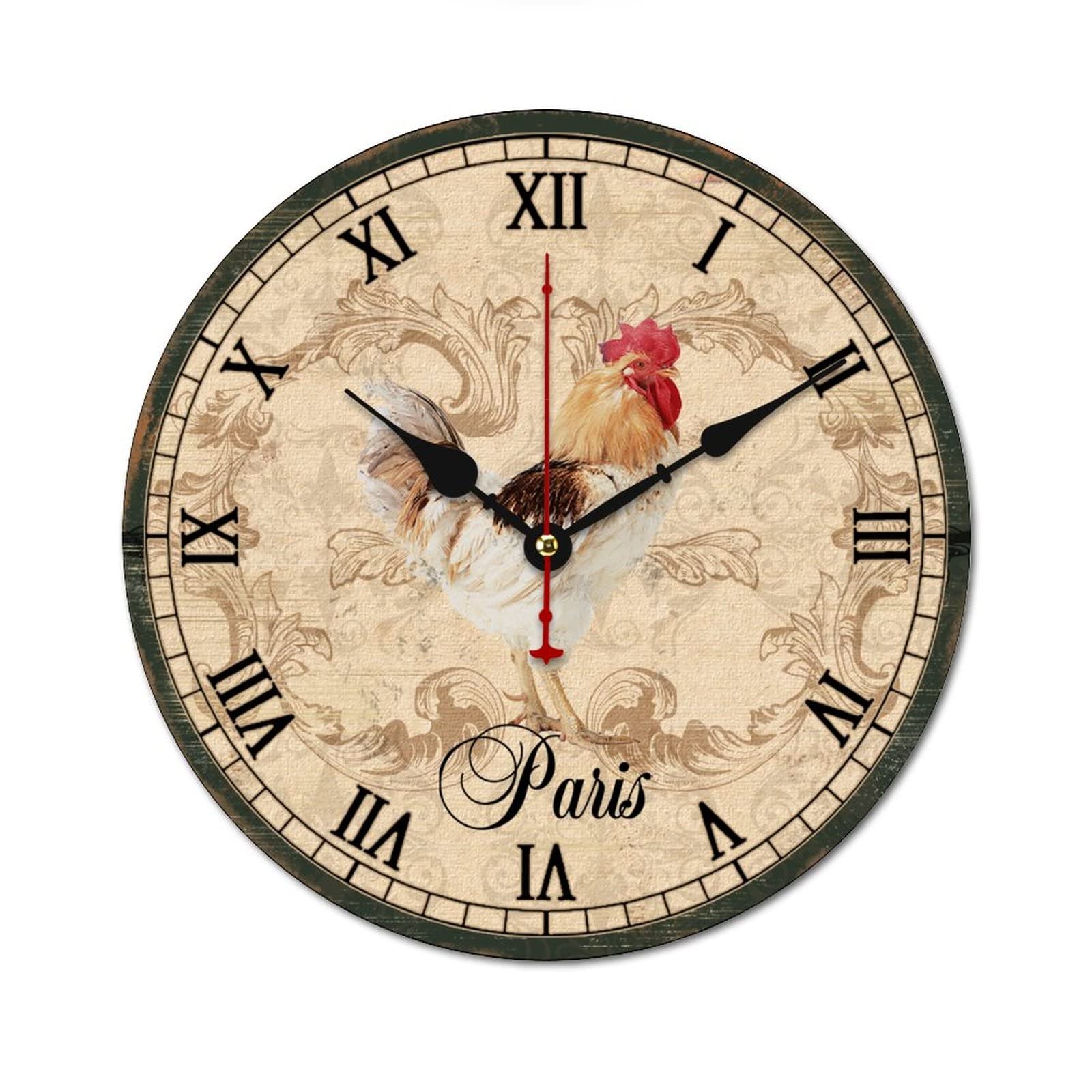 Horloge murale en bois shabby chic 38cm rétro pour salon et cuisine
