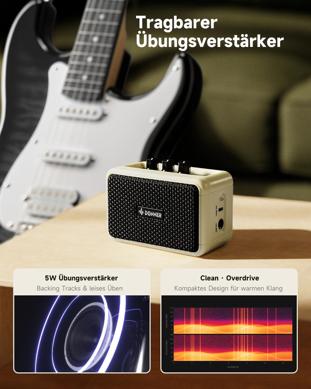 Donner DST-90 E-Gitarre Set 39 Zoll, Einsteiger E-Gitarren Komplettset mit Verstärker, HSS Tonabnehmer, Gigbag, Stimmgerät, Kapodaster, Gurt, Saiten, Kabel und Plektren, Black Burst