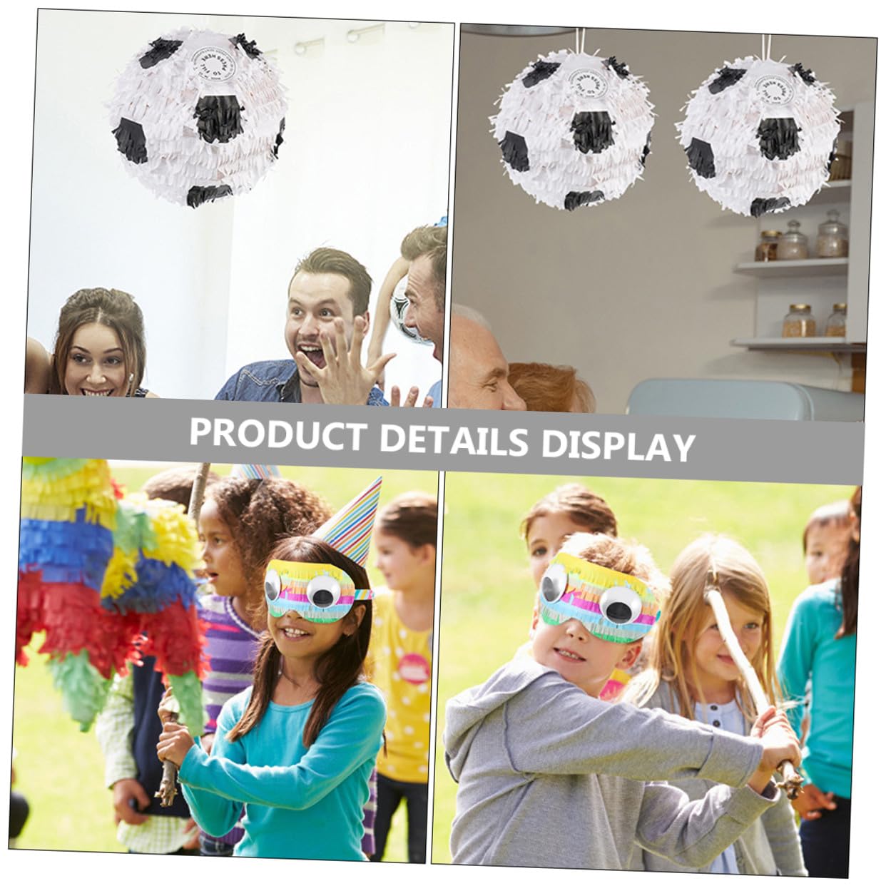 ifundom Piñata de Fútbol para Cumpleaños Infantiles 3 Piezas Iniciales Piñata de Balón de Fútbol Antifaz Material Ligero Resistente Decoración para Fiestas y Juegos Infantiles