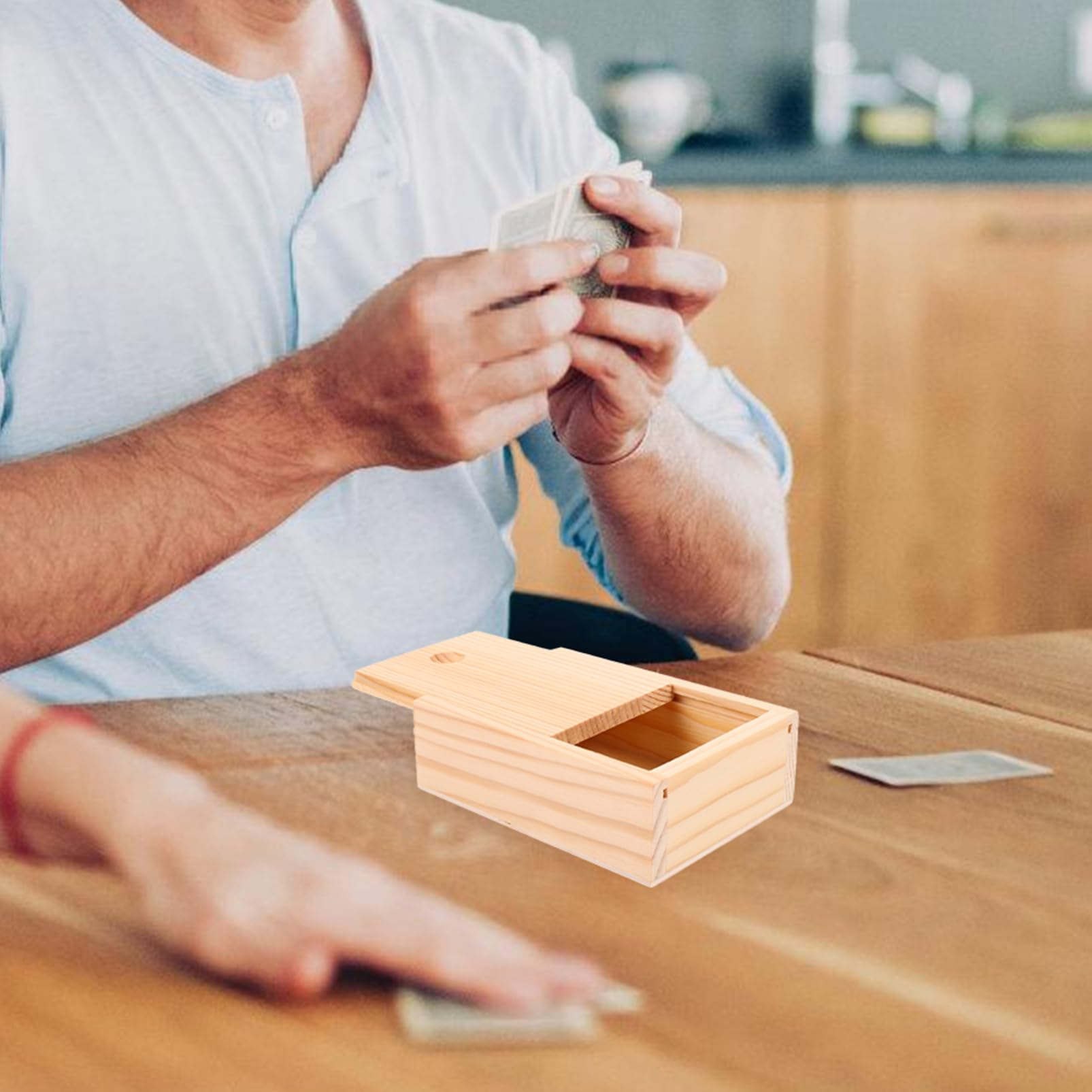 Mobestech Caja De Almacenamiento De Cartas De Madera Con Tapa Organizador De Barajas De Poker Cartas Contenedor Para Almacenaje De Objetos Pequeños Y Accesorios Para Uso Diario