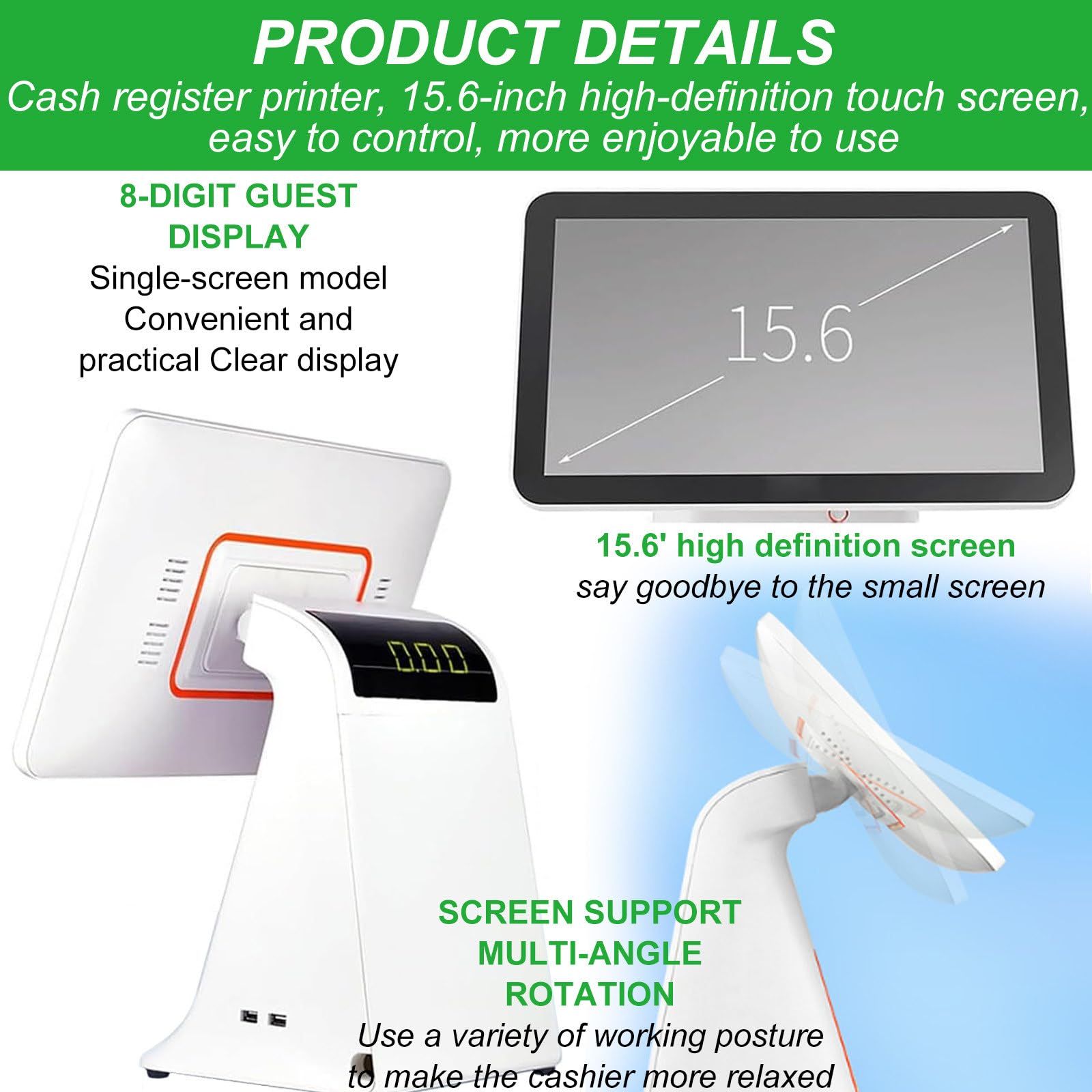 Registratore di Cassa Integrato, Funzione Pc E Funzione di Stampa, Esegui Software di Registro/Supporta Moduli per Ufficio, 485X350X520 Mm, per Uso Commerciale,Black