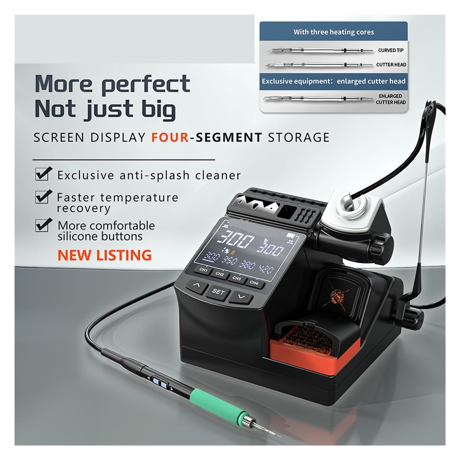 Stazione Di Saldatura Compatibile Con Punta For Saldatore 210/245/115 Maniglia Riparazione Telefono Rilavorazione Elettronica Riscaldamento Rapido(C210-3Tips)