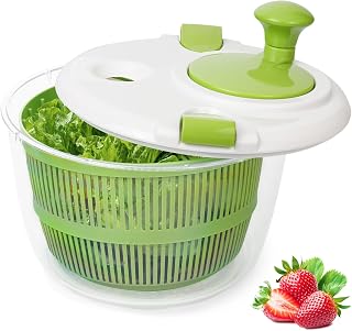 XAYCDEH’N Large 5-Quart Salad Spinner: Wash, Spin & Dry Lettuce, Veggies, Fruits Fast - Stainless Steel