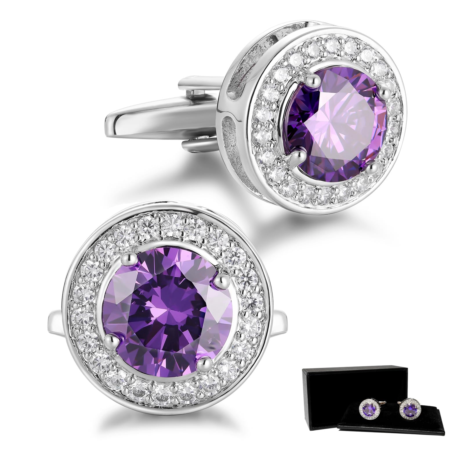 Crystal Cufflinks for Men CZ Cuff Links Sparkle Diamond Gold Ornate Cufflinks for Wedding Groom Best Man