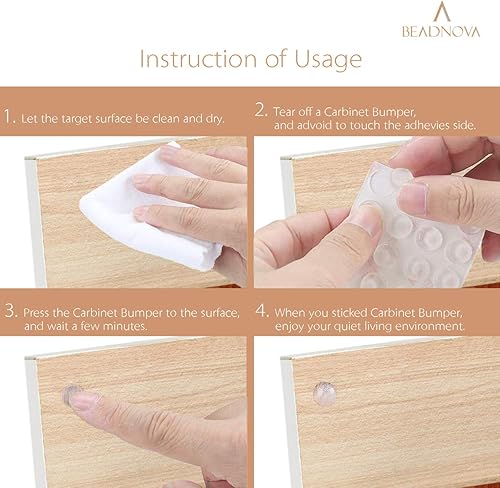 Miniatura 4 de BEADNOVA Patas de goma, 100 almohadillas de silocono, espaciadores de marco transparente, protectores de puerta de gabinete, pies de goma