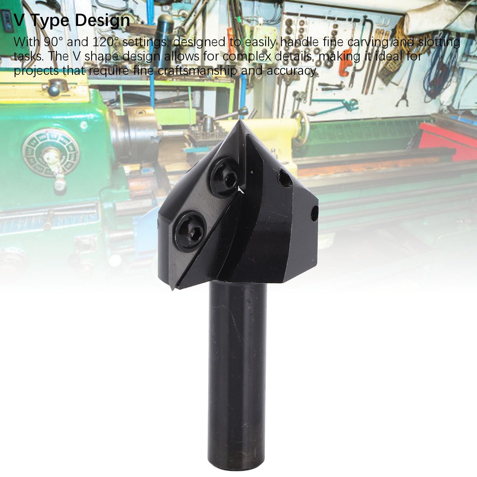 Fresa a intaglio a V con inserto in carburo di tungsteno a 90 e 120 gradi, fresa per router a gambo da 1/2 pollice per incisione e fresatura di scanalature nel legno, lunghezza