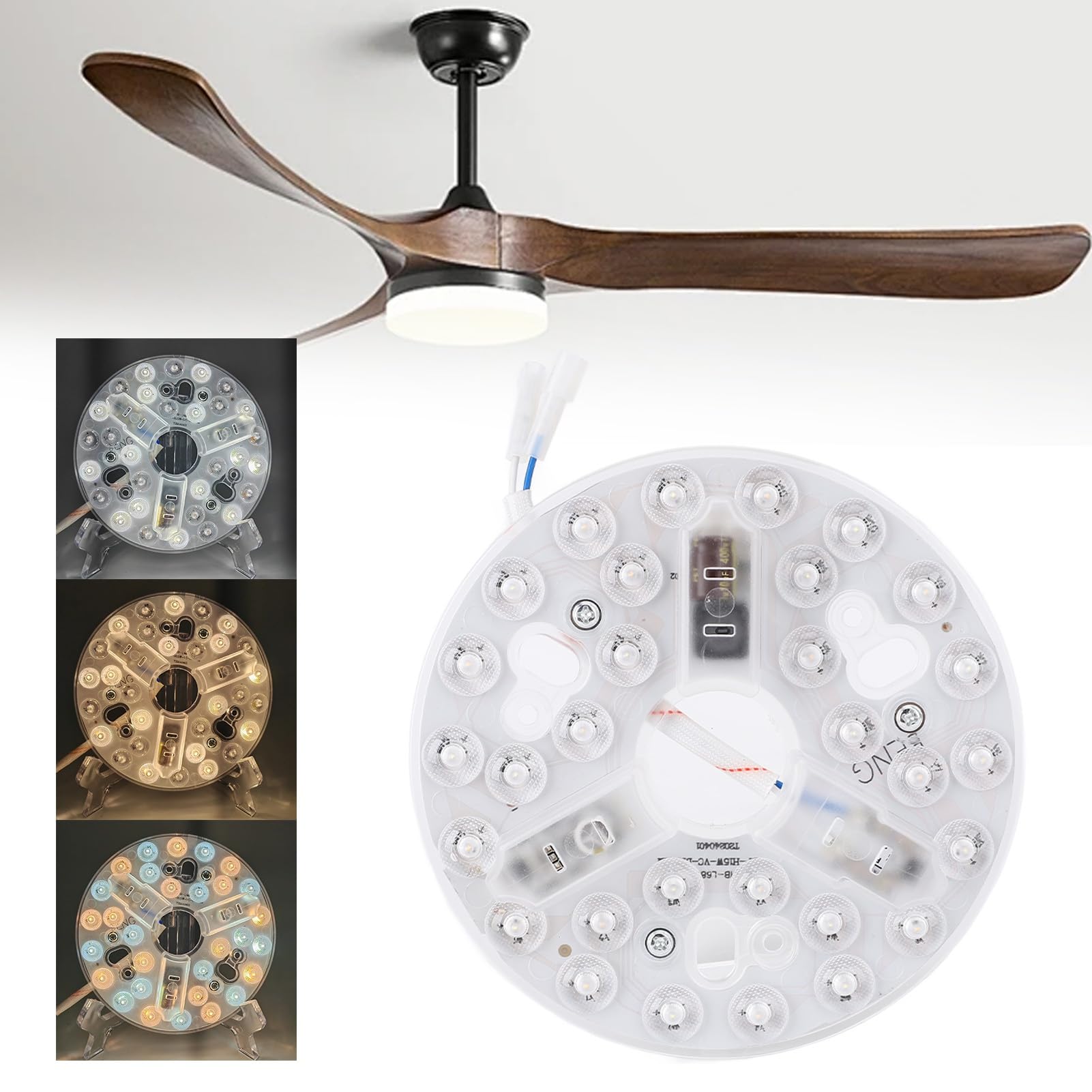 SENECESLI 5.3Inch Panel de Reemplazo de Luz del Ventilador de Techo de 15W, 5.3 en Kit de Luz LED, 3CCT 3000K 4200K 6500K, DIMBILE 100-5%, Repuestos de Ventiladores de Techo