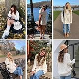 Aelfric Eden Pullover Damen Strickpullover Oversize Rundhals Zopfstrickpullover Knit Langarm Jumper Sweater Klassischer Elegant Vintage Pullover Beige L