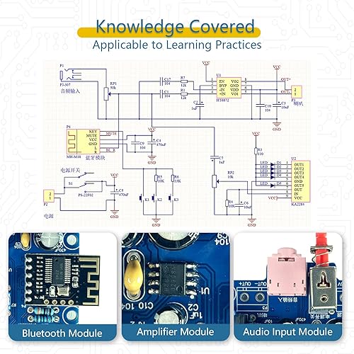 Miniatura 5 de EI Kit de audio electrónico multientrada para ejercicio de práctica de soldadura, kit de electrónica para principiantes, estudiantes y bricolaje,