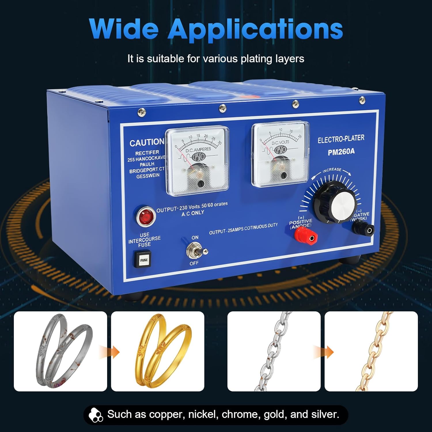 Gold Plating Machine, 30A 110V Platinum Silver Gold Plating Machine Jewelry Plater Machine Jewelry Plater Electroplating Rectifier Jewelry Plating Rectifier for Plating Copper Nickel Chromium Gold