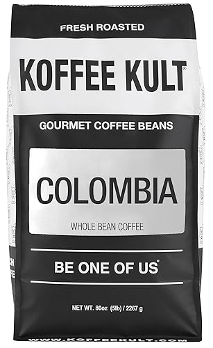 Miniatura 81 de Koffee Kult Granos de café molido colombiano de tostado medio, 100% de origen único, grano entero Arábica Colombia (molido, 12 onzas)