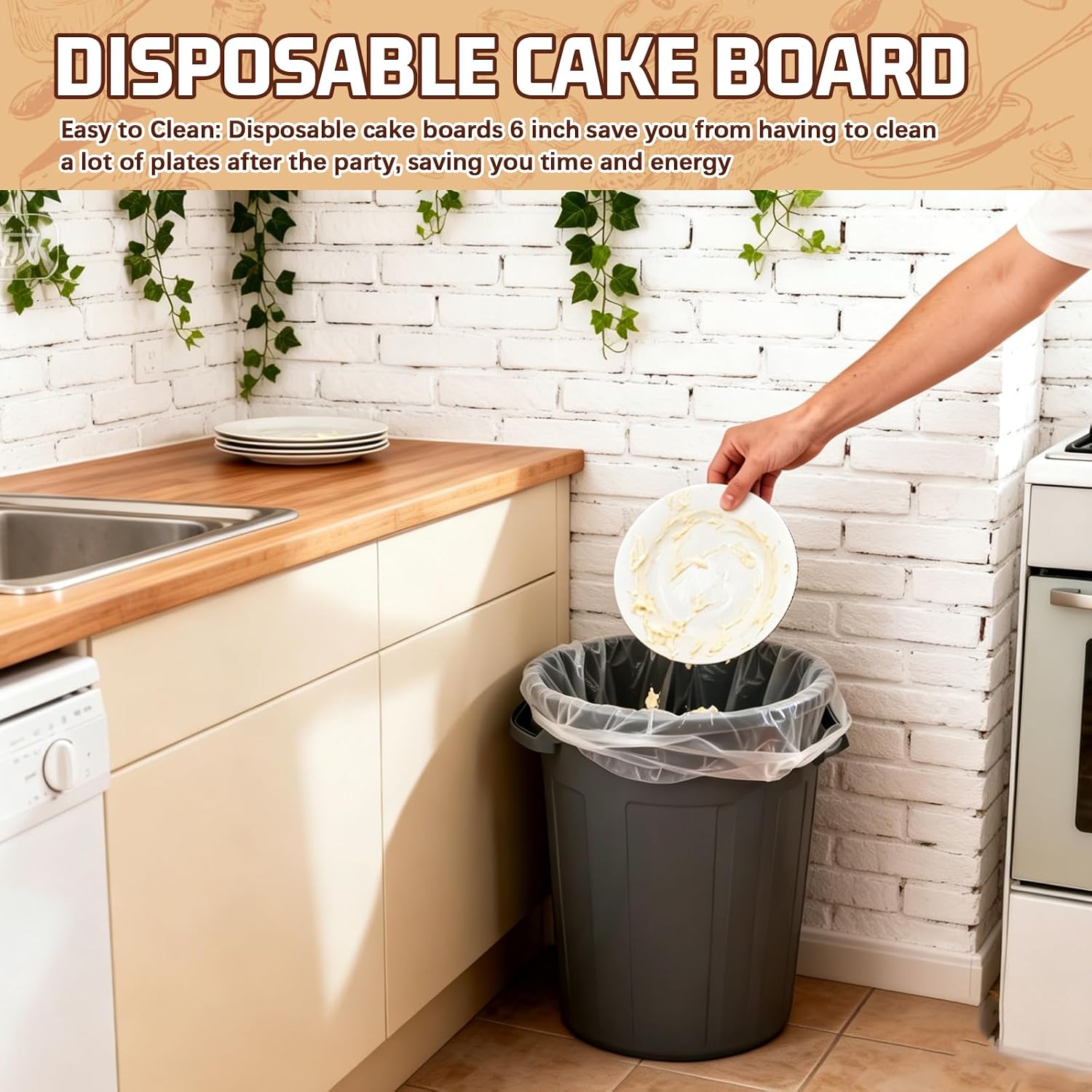 40 Pack 8 Inch Round Cake Boards, Disposable Corrugated White Cake Cardboard Food-graded Plate Tray Cake Circles Base for Dessert DIY Crafts Display