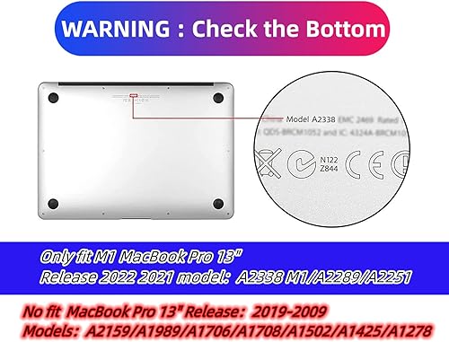 Miniatura 3 de Compatible con MacBook Pro 13 pulgadas 2022 2021 2020 Release M2 A2338 M1A2289A2251, carcasa rígida de plástico, cubierta de teclado y protector de